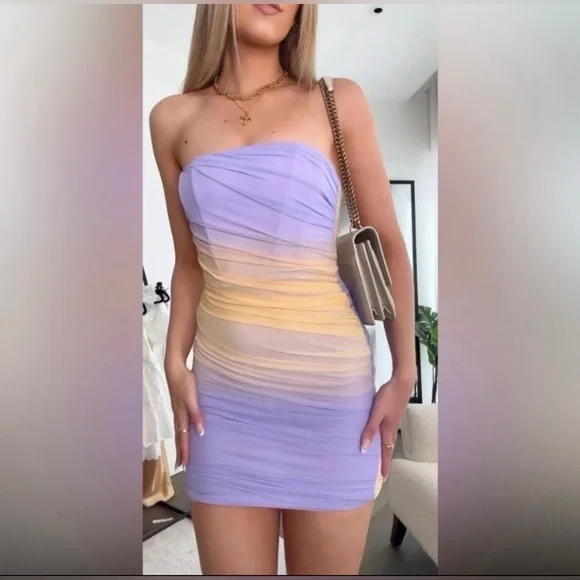 Elegant Strapless Gradient Dress - Picture 7 of 11